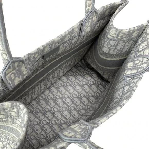 DIOR/ChristianDior Book Tote Bag Medium - White Gray Light gray Jacquard - Picture 14 of 16